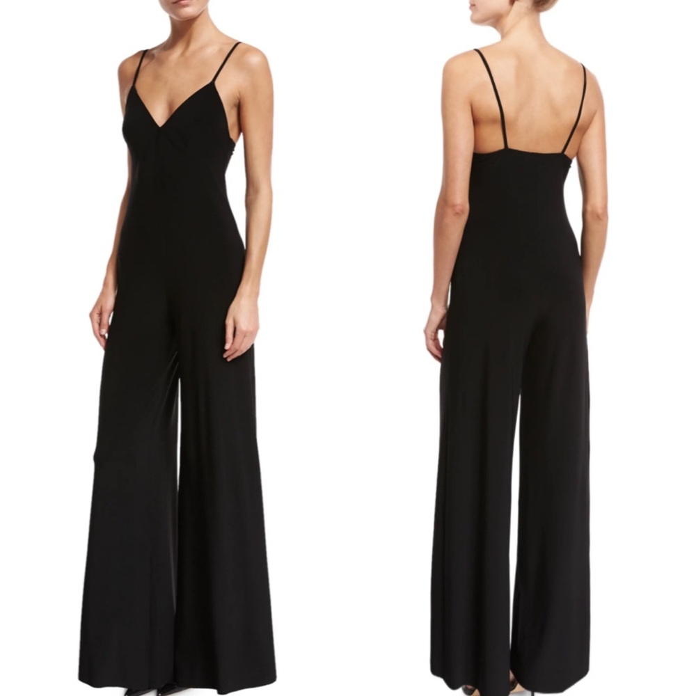 Norma Kamali Wide Leg Slip Jumpsuit in black size M